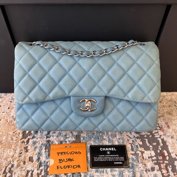 CHANEL Handbags - Chanel Caviar Jumbo double flap blue